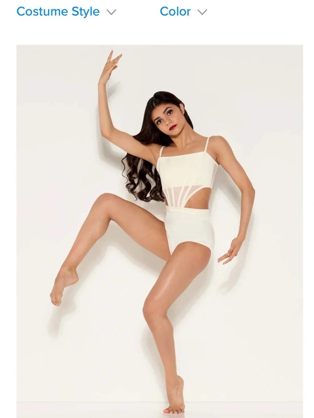 Kelle Ivory Open Hearts leotard with mesh skirt
